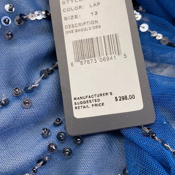 Adrianna Papell beaded one shoulder drape long gown - Picture 5 of 6